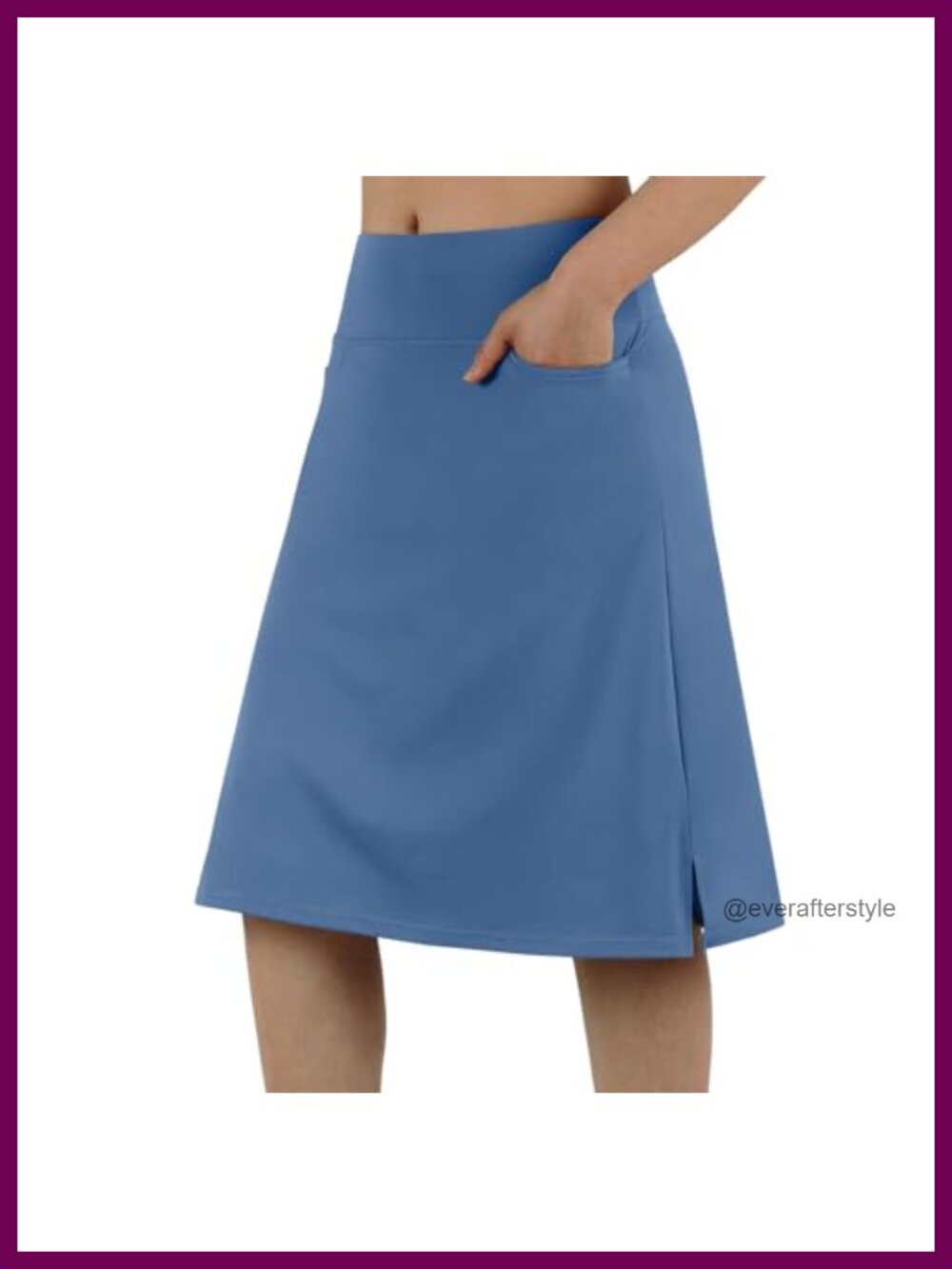 Women's Knee Length Athletic Skorts with Pockets High Waist A-Line Midi Skirt